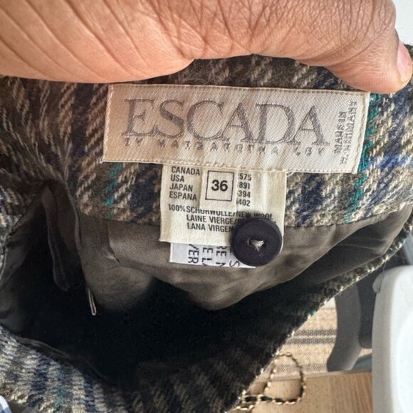 Escada Multi-Colour wool small Plaid Pencil Skirt - Picture 8 of 9